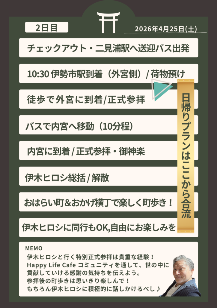 伊勢　旅のしおり　旅程表